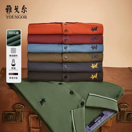 雅戈尔官方长袖T恤男士商务休闲美式翻领纯棉宽松polo衫男保罗衫图片
