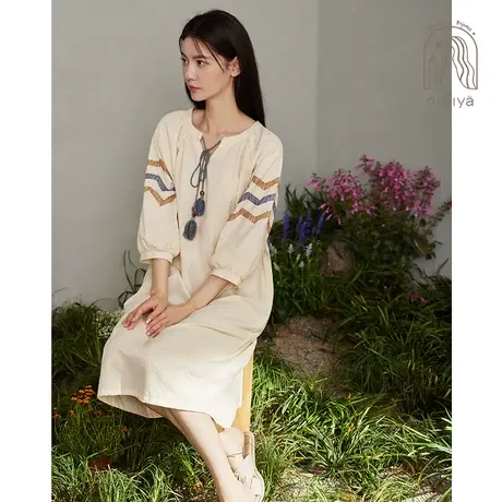 妮狄娅2024睡衣睡裙女春季七分袖时尚外穿度假风中长款春秋家居服图片