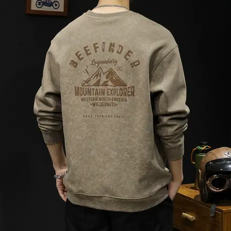 美式潮牌加绒卫衣男春秋款男款衣服春季2024新款男士长袖男装大码商品大图