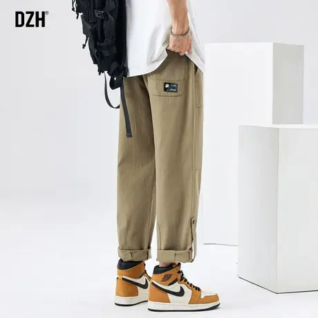 男士春季卡其色工装裤子男直筒宽松2024年新款纯棉休闲长裤高街裤商品大图