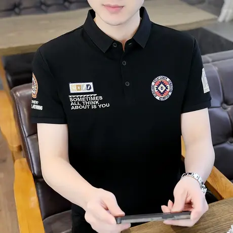 2023夏季polo衫男t恤短袖时尚休闲刺绣翻领半袖打底衫个性潮流ins商品大图