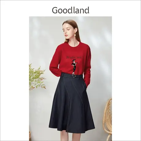 【百亿补贴官方直播】[赫本猫IP]音儿美地珠片绣花圆领针织衫商品大图