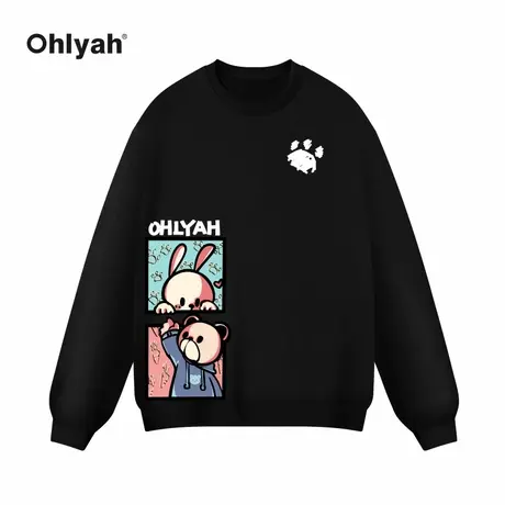 Ohlyah2023年新品秋冬男女同款情侣卫衣卡通兔子印花宽松休闲上衣图片
