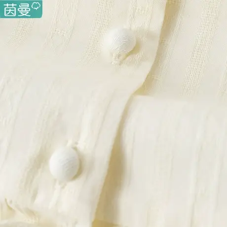 茵曼官方旗舰店提花法式衬衫女2024夏季新款花边泡泡袖纯棉衬衣图片