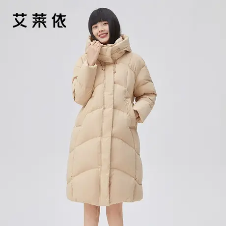 艾莱依长款羽绒服女冬季2022年新款黑色可拆卸设计感大牌高端外套商品大图