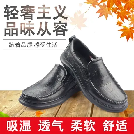 Camel/骆驼2021秋季新品羊皮日常商务休闲圆头套脚男鞋A213155068图片