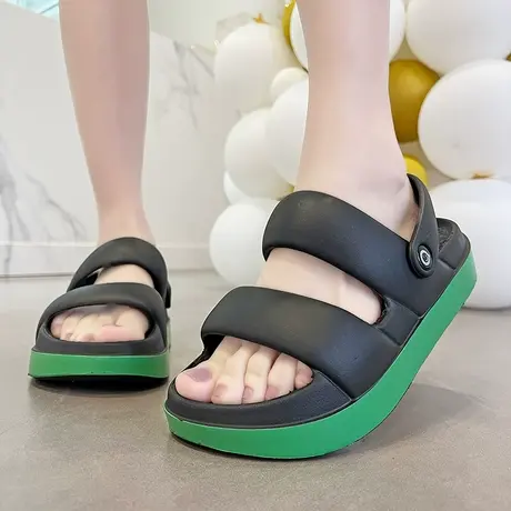 拖鞋女外穿夏季新款潮流时尚百搭一字拖厚底踩屎感防滑软底凉鞋商品大图