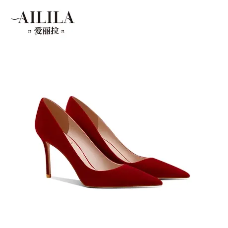 爱丽拉红色结婚鞋子女2023新款中式秀禾服新娘高跟鞋不累脚高级感商品大图