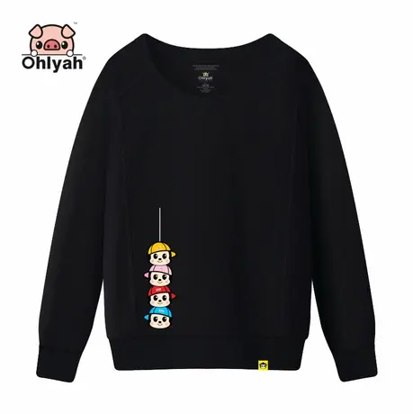 Ohlyah卫衣长袖女韩版宽松2023秋新款纯棉大码黑色打底衫休闲上衣图片
