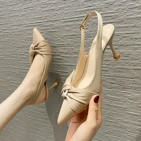 包头凉鞋女2023年夏季新款性感后空一字带法式单鞋气质细跟高跟鞋图片