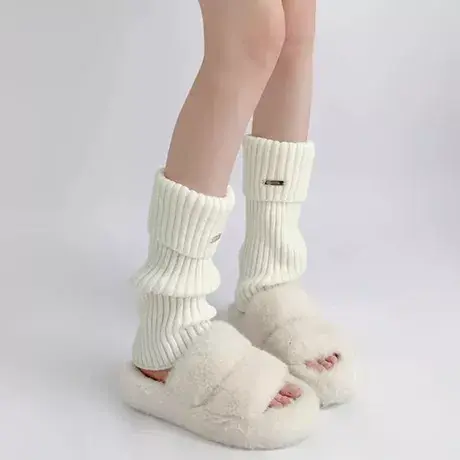 宽松腿套JK少女百搭堆堆袜金属标袜套加厚保暖针织鞋套秋冬季显瘦商品大图