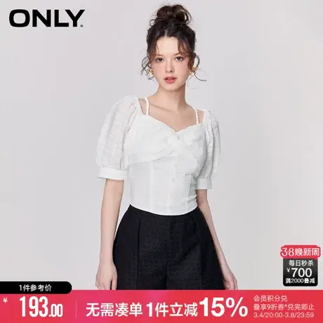 ONLY冬季洋气泡泡袖收腰显瘦短款雪纺衫女|12326X001商品大图