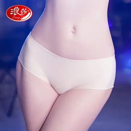 浪莎无痕内裤女 冰丝一片式性感蕾丝三角裤头纯棉档中腰薄款夏季商品大图