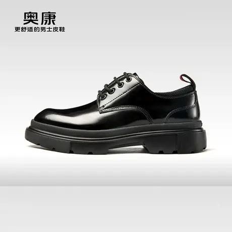 【运动皮鞋】奥康男鞋2023秋季新款正装皮鞋青年亮色厚底德比鞋商品大图