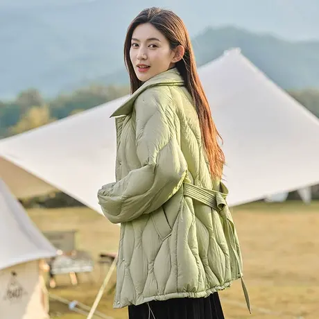 坦博尔收腰羽绒服女翻领修身显瘦时尚韩版百搭保暖秋冬外套潮商品大图