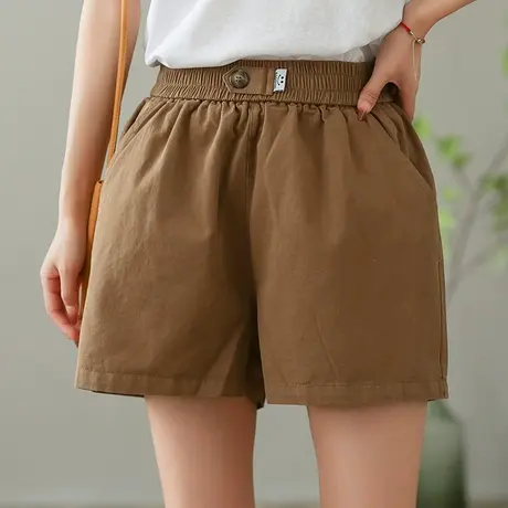 dza 高腰显瘦纯棉休闲裤女2023夏季薄款直筒裤短裤宽松百搭阔腿裤图片