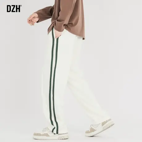 男士斜纹针织休闲裤男直筒束脚美式秋冬新款裤子2023新款拖地长裤商品大图