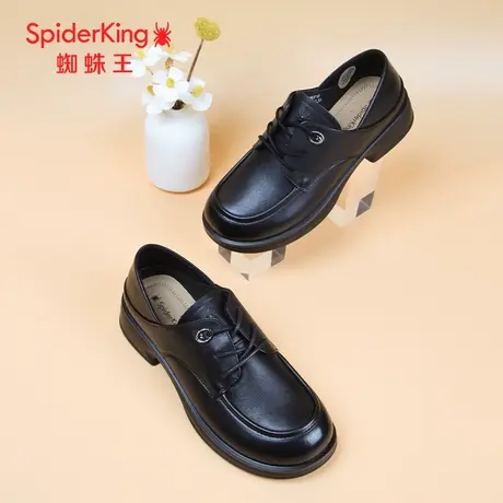SPIDER KING/蜘蛛王女单鞋真皮2024秋商场新款休闲小皮鞋系带软底商品大图