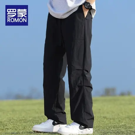 罗蒙冰丝工装裤子男士夏季薄款宽松直筒凉感阔腿男裤运动休闲长裤图片