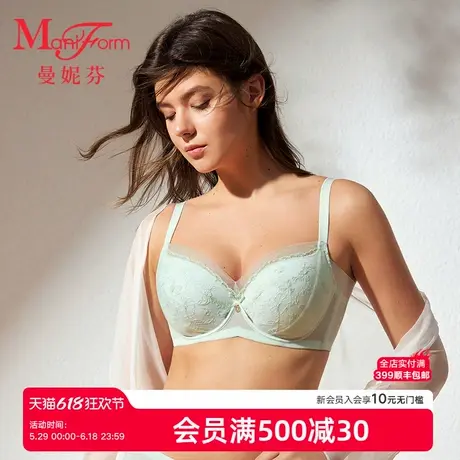 曼妮芬2025新款内衣夏轻薄女士性感蕾丝软钢圈文胸大胸显小胸罩商品大图
