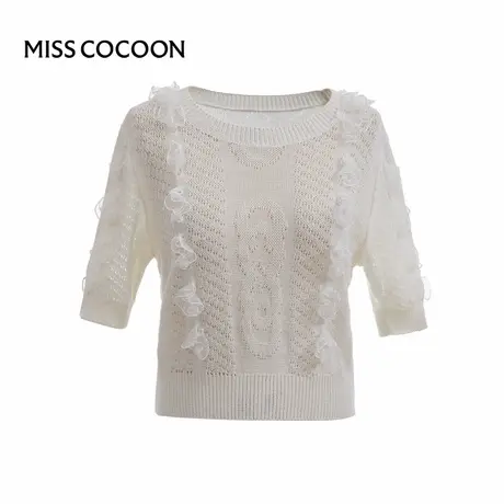 COCOON商场同款春夏新款轻奢高级感圆领针织衫女图片