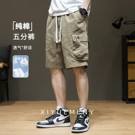 美式复古纯棉工装短裤男2025夏季新款宽松大码男士潮牌休闲五分裤图片