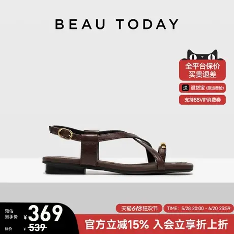 BeauToday平底时装凉鞋女2025新款夏季夹趾罗马凉鞋海边度假凉鞋图片