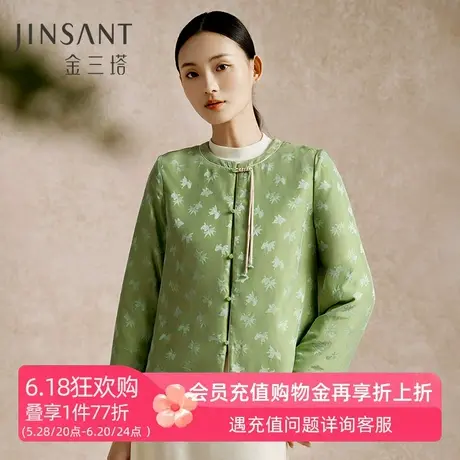 金三塔100%桑蚕丝填充新中式丝绵棉袄女秋冬新品舒适保暖上衣商品大图