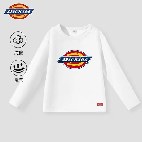 Dickies童装儿童t恤长袖春秋款男童纯棉白色打底衫女童潮牌上衣A图片