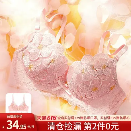 【清仓捡漏第2件0元】润微文胸套装女聚拢美背小胸上托胸罩内衣女商品大图