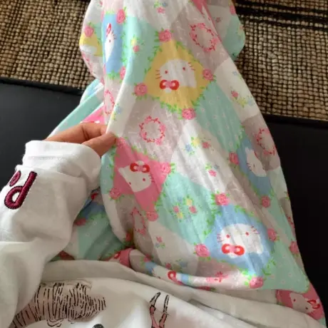 kitty猫睡裤新款纯棉a类双层纱可爱卡通少女心家居裤可外穿图片
