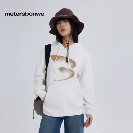 美特斯邦威卫衣女2025秋季新款百搭潮流个性涂鸦美式连帽印花上衣商品大图