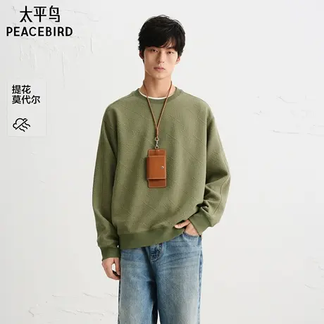 【商场同款】太平鸟男装卫衣25秋季新款重磅莫代尔提花 B1CRF3309图片