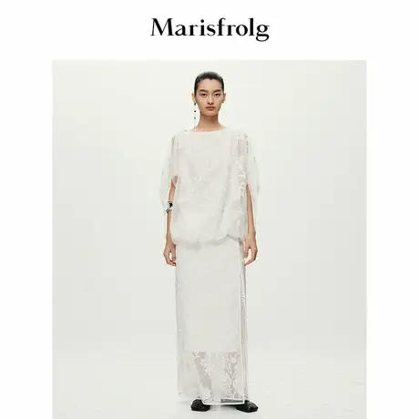 【艺术家灵感】Marisfrolg玛丝菲尔2025夏新款白色刺绣茧型上衣图片