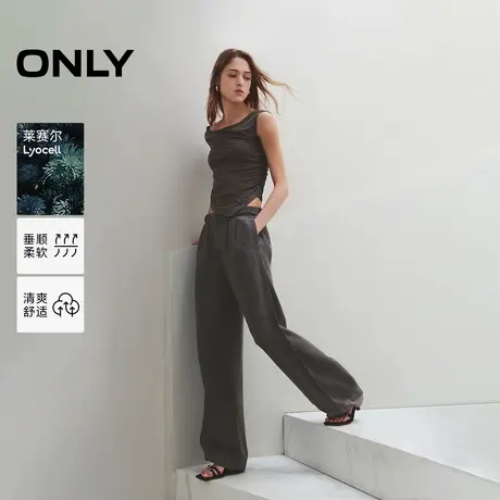 ONLY奥莱夏季时尚百搭高腰显瘦直筒西装休闲裤女|124114019商品大图
