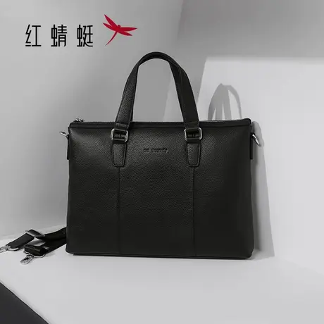 红蜻蜓男包2025秋季新款商务细纹真皮男包柔软通勤单肩休闲公文包图片