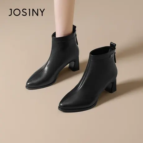 卓诗尼2025秋冬新款粗跟时装靴时尚舒适女靴潮流显瘦气质短筒靴女商品大图