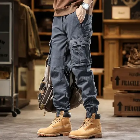 潮流舒适裤子男款工装裤户外纯色工装裤男耐磨时尚休闲裤男款商品大图