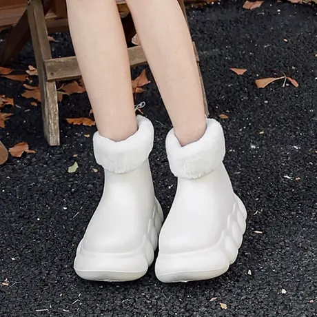 雨鞋女款时尚外穿中筒水鞋下雨天穿的鞋踩屎感加绒防水鞋防滑雨靴商品大图