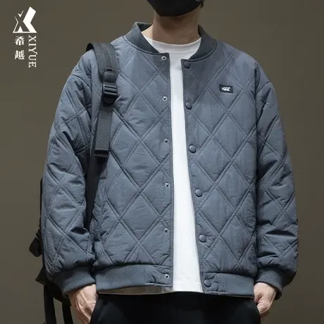 户外防风菱格棉衣冬季外套男款宽松大码美式潮牌棒球服棉袄外衣潮商品大图
