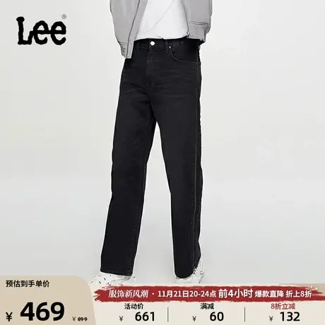 Lee黑色宽松侧边拉链男五袋款休闲牛仔裤酷潮流LMB007120201-604图片