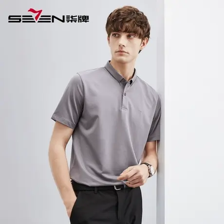 【利落小翻领】柒牌polo衫男短袖2023夏季新款商务休闲中青年T恤商品大图