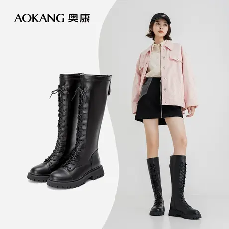 奥康女鞋冬季气质透气长筒靴女骑士靴显瘦厚底鞋子女单里时尚女靴商品大图