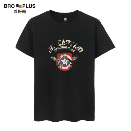 胖哥哥男士短袖t恤宽松加肥大码胖子夏季印花体恤加肥加大号上衣图片