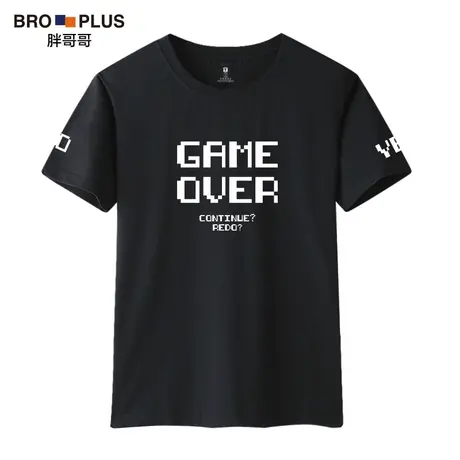 胖哥哥胖子衣服男短袖夏季新款字母体恤大码肥佬宽松亮面冰丝t恤商品大图