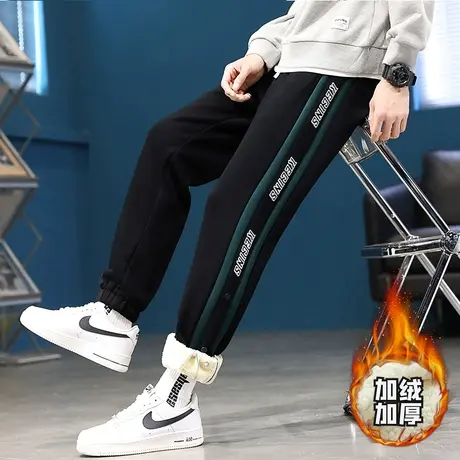 12岁青少年羊羔绒束脚裤男13初高中学生14加绒加厚15冬季休闲长裤商品大图