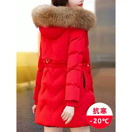 恋上17号红色本命年白鸭绒羽绒服女中长款2022冬季新款加厚外套冬商品大图