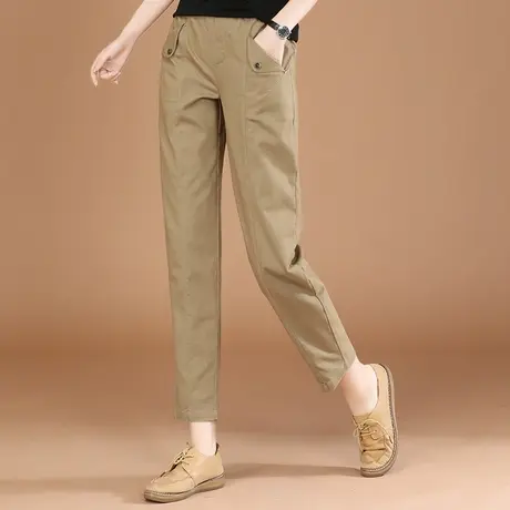 韩潮袭人松紧腰显瘦休闲长裤子女2024春季新款宽松百搭西装哈伦裤商品大图