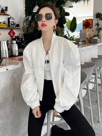 短款棒球服外套女2023年早春秋季新款韩系宽松上衣设计感小众夹克商品大图