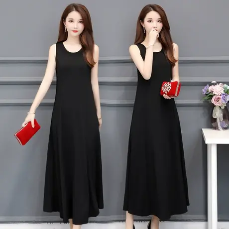 夏季莫代尔超长款到脚踝修身显瘦大码吊带长裙打底内搭大摆连衣裙商品大图